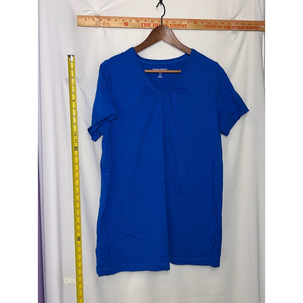 Woman Within Royal Blue V‎ Neck Short Sleeve Tunic Top Size 14 16 M